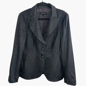 Vintage Escada CASHMERE unstructured tailor double Breasted dark grey Blazer 12